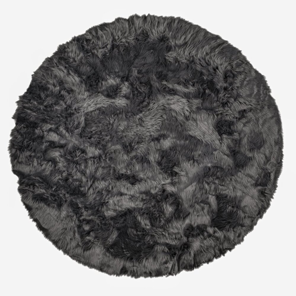 Luxe Home Decor Arlington Faux Sheepskin Circular Rug | 1-Piece | Grey | 6'